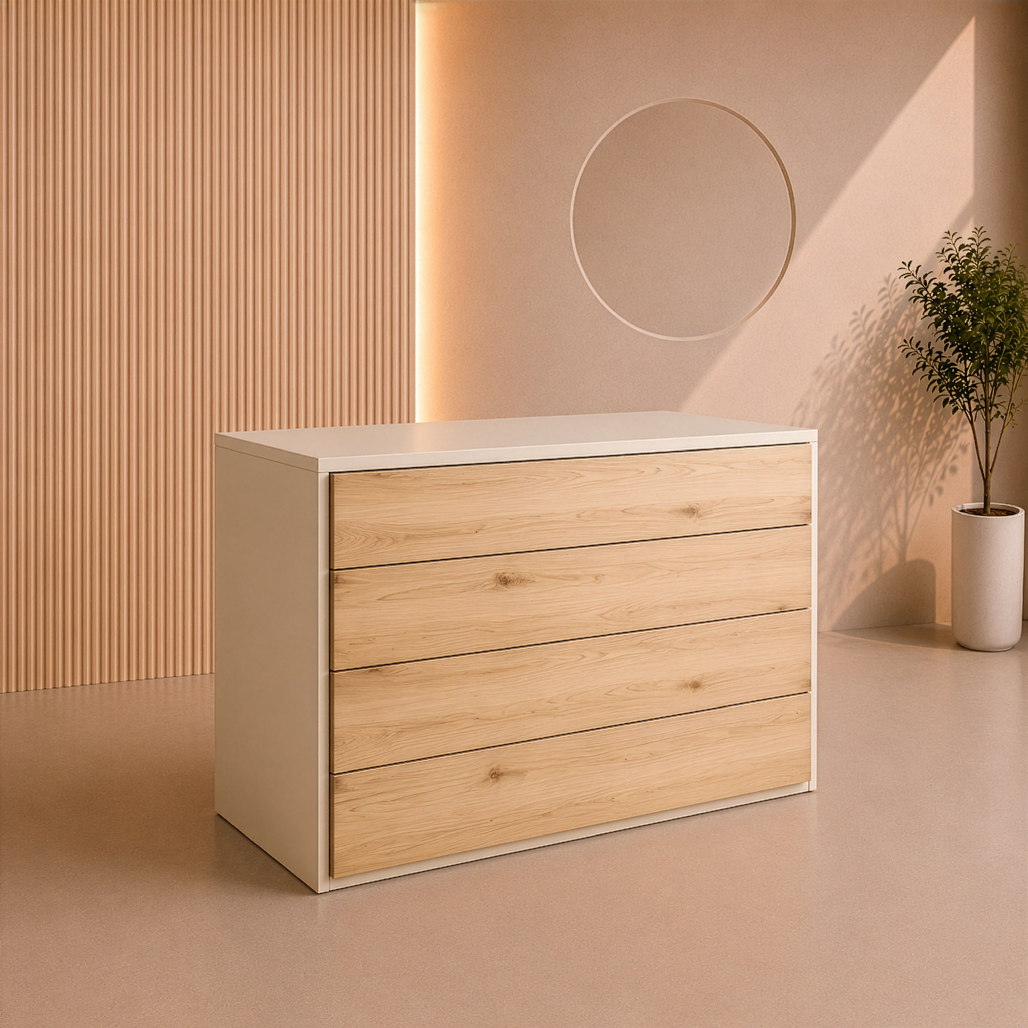 وحدة أدراج، 85×40×80 سم – أبيض وخشبي – AZ500290