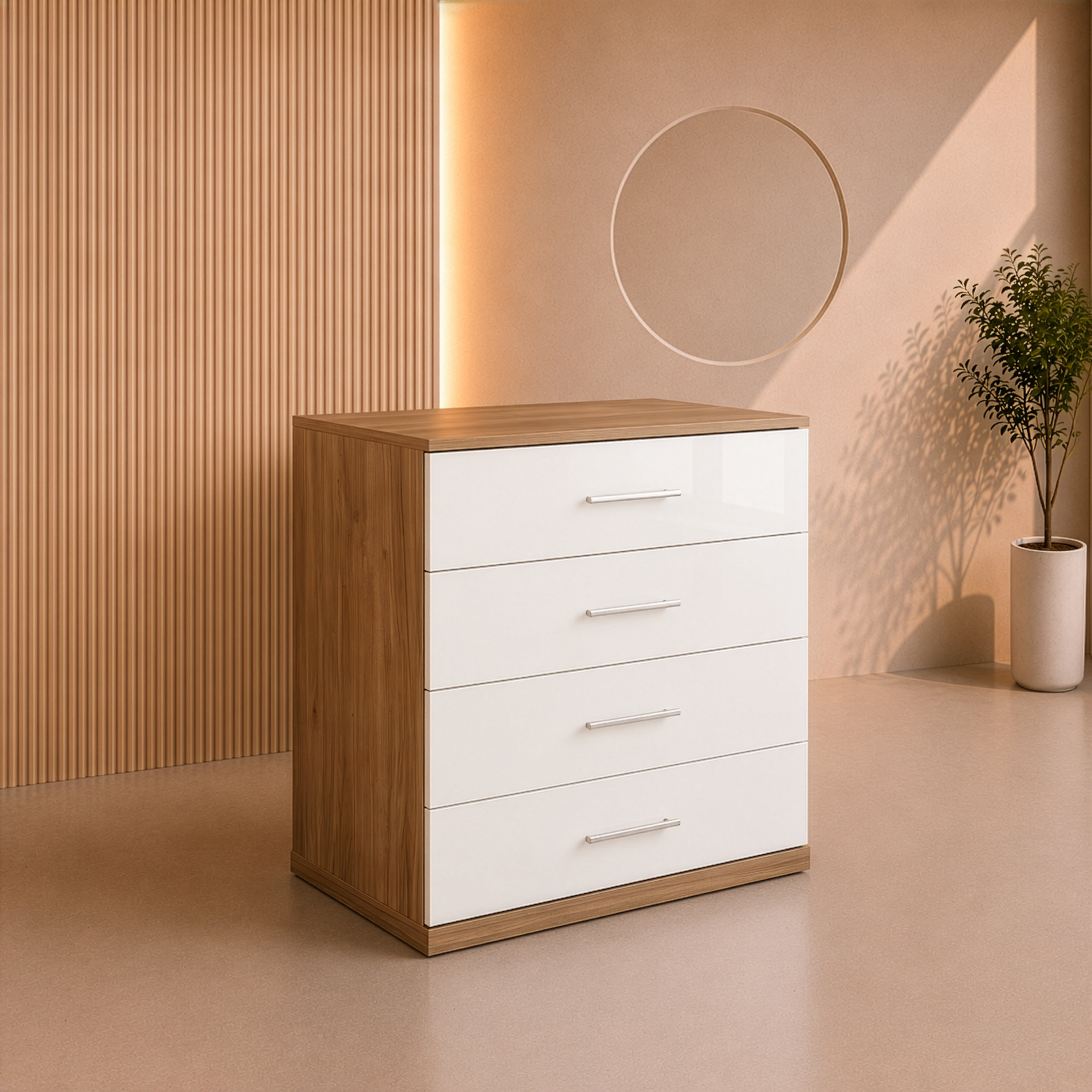 وحدة أدراج، 73×45×73 سم – أبيض وخشبي – AZ500280
