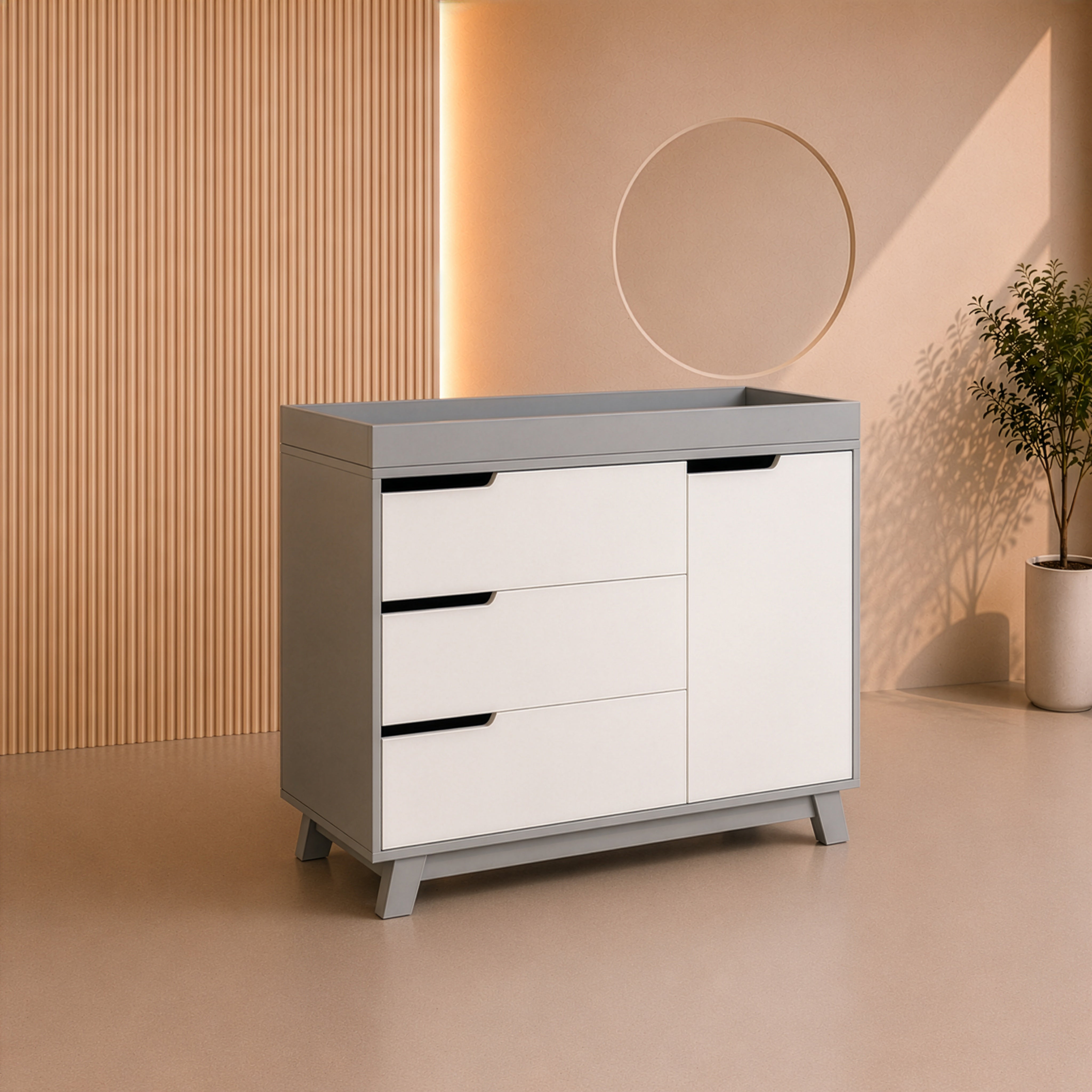 وحدة أدراج 80 × 40 × 80 سم - أبيض و رمادى - AZ500230