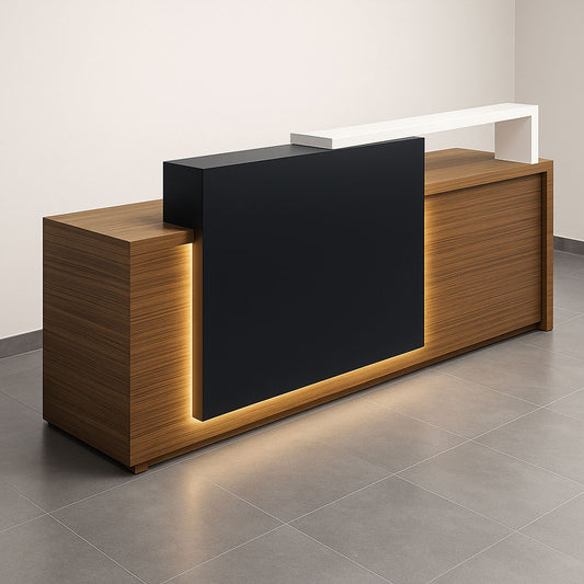 Reception Table 115 x 200 x 60 cm - Wooden and Black - AZ111209