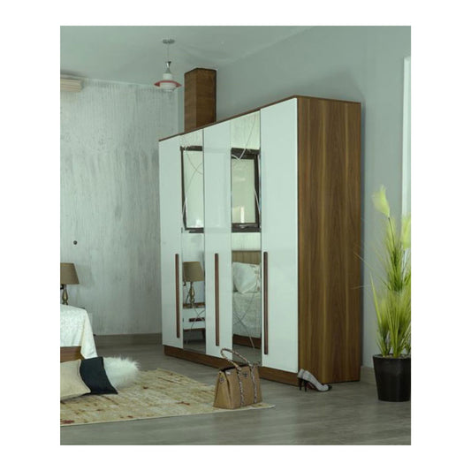 غرفة نوم سوفت (ألواح ميلامين MDF) – سرير 160 سم، تسريحة 80 سم، عدد 2 كومود 55 سم، دولاب 245 سم