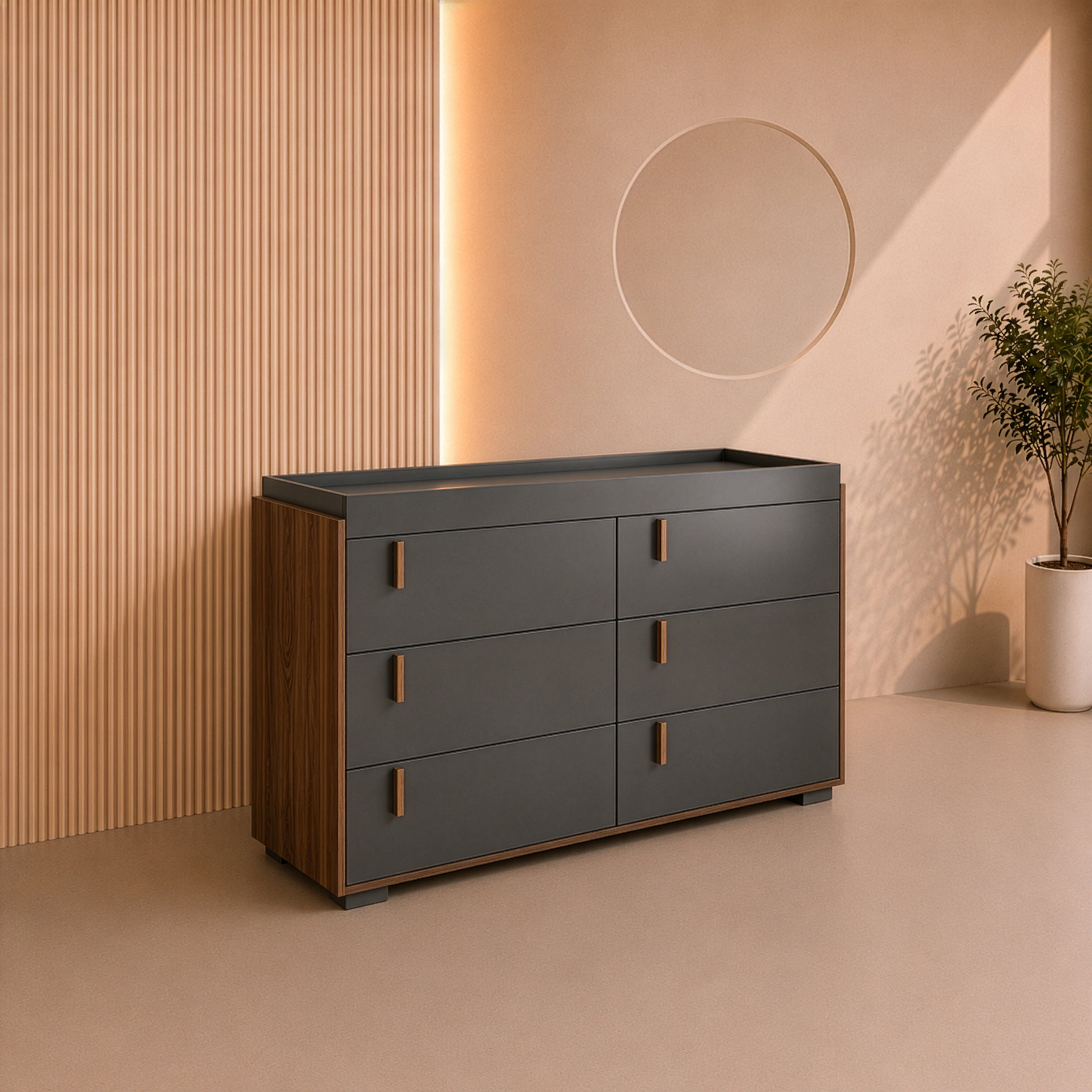 وحدة أدراج 120 × 40 × 80 سم - أسود وخشبي - AZ500200