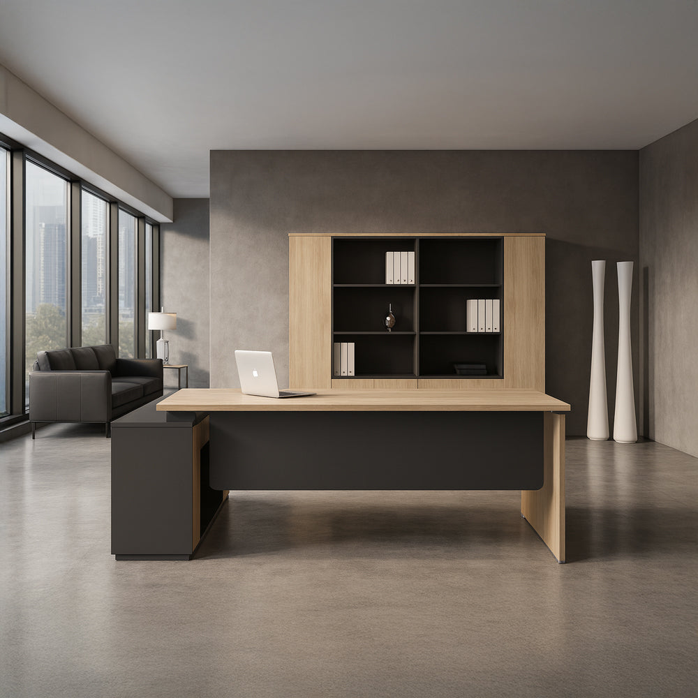 Desk 75*180*80 CM - Wooden and Black - AZ120118