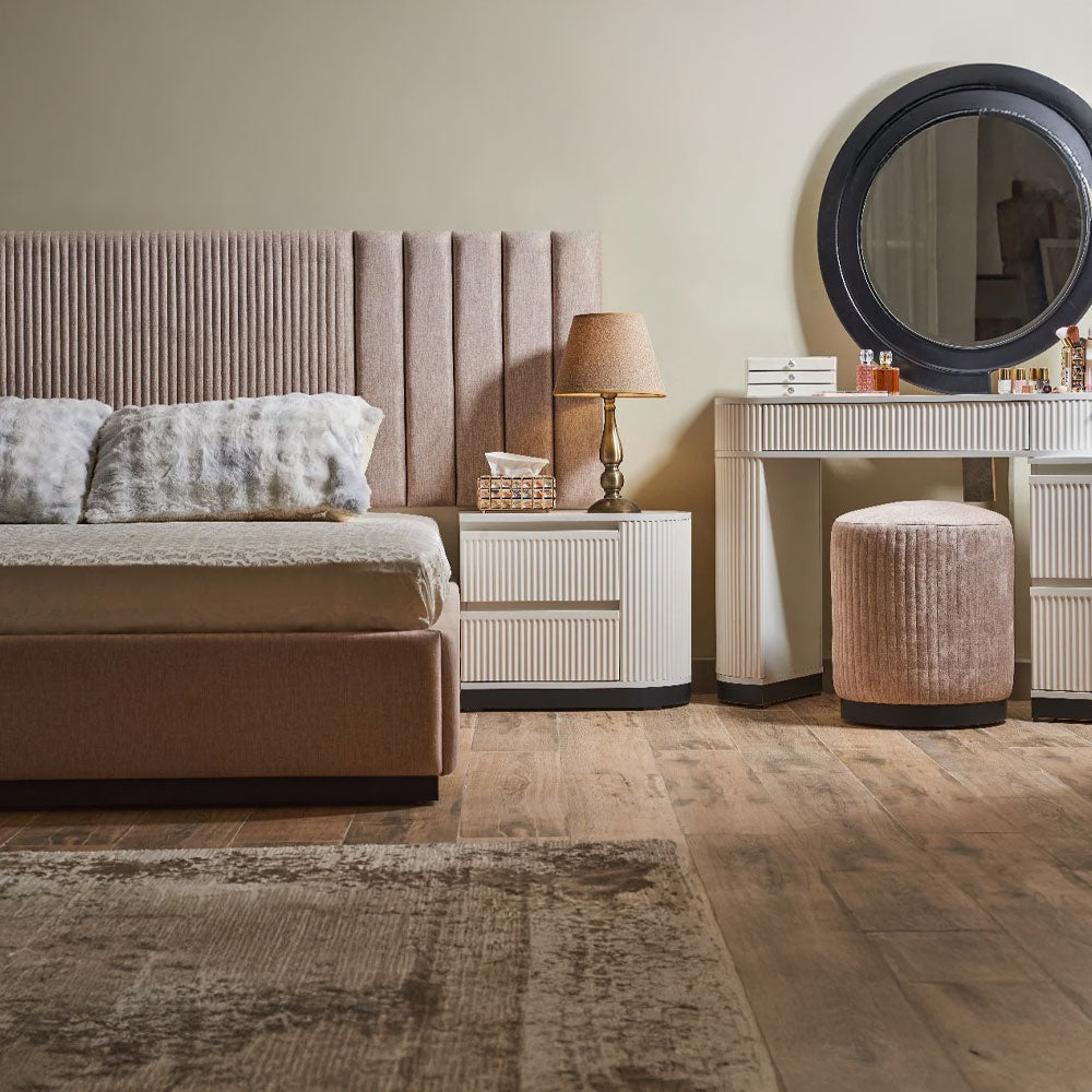 Neom Bedroom (MDF Panels) – Bed 180 cm, Dresser 120 cm, 2 Nightstands 60 cm, Wardrobe 260 cm