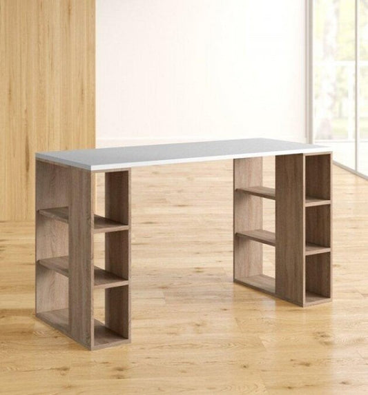 Desk 120x50x 74 cm -white and wooden- AZ1193