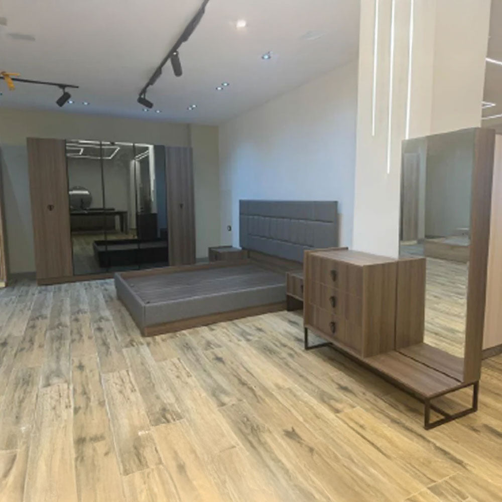 Diamonda Bedroom (Melamine MDF Panels) – Bed 160 cm, Dresser 100 cm, 2 Nightstands 55 cm, Wardrobe 245 cm