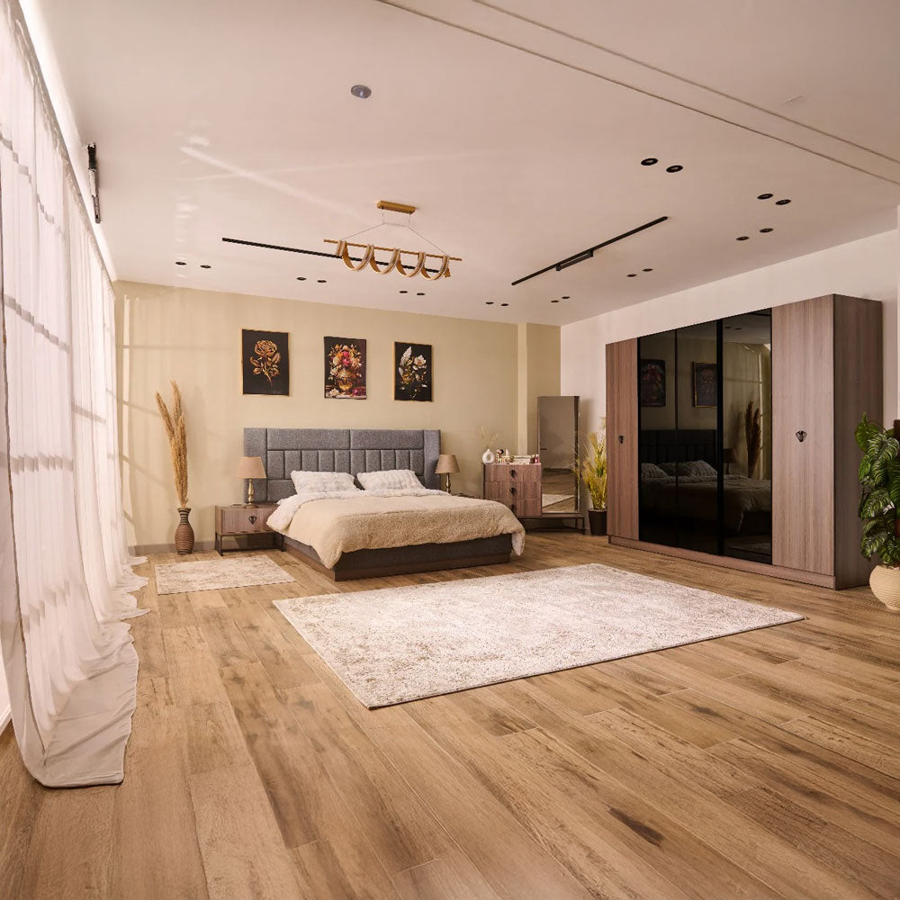 Diamonda Bedroom (Melamine MDF Panels) – Bed 160 cm, Dresser 100 cm, 2 Nightstands 55 cm, Wardrobe 245 cm