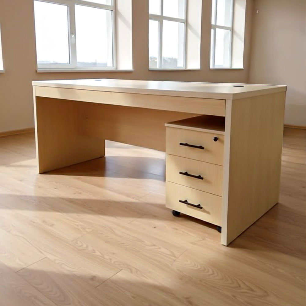 Desk 180×80×75 cm + Mobile Drawer Unit – Beige – AZ50028