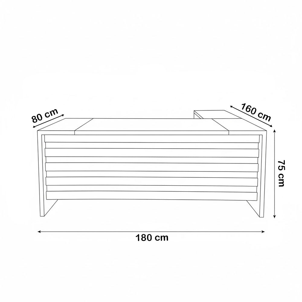 Desk 180×160×75 cm + Mobile Side Unit – Brown & Beige – AZ50026