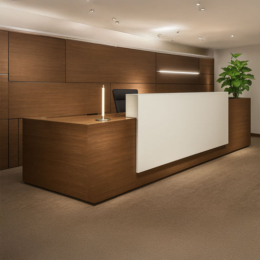 Reception Table 115 x 200 x 60 cm - Wooden and White - AZ111205