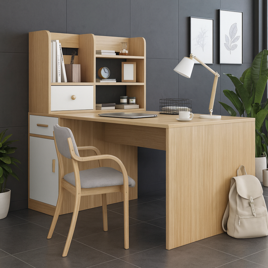 Desk 140x 50x 140 cm - wooden and white- AZ1179