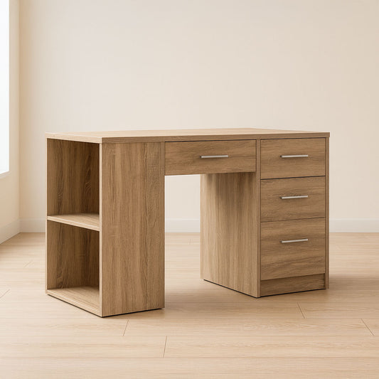 Desk 120×45×75 cm + 3 Drawers + Center Drawer – Wooden – AZ50036
