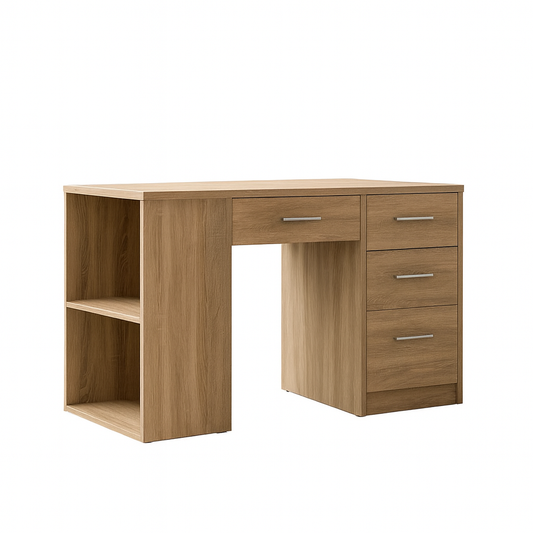 Desk 120×45×75 cm + 3 Drawers + Center Drawer – Wooden – AZ50036
