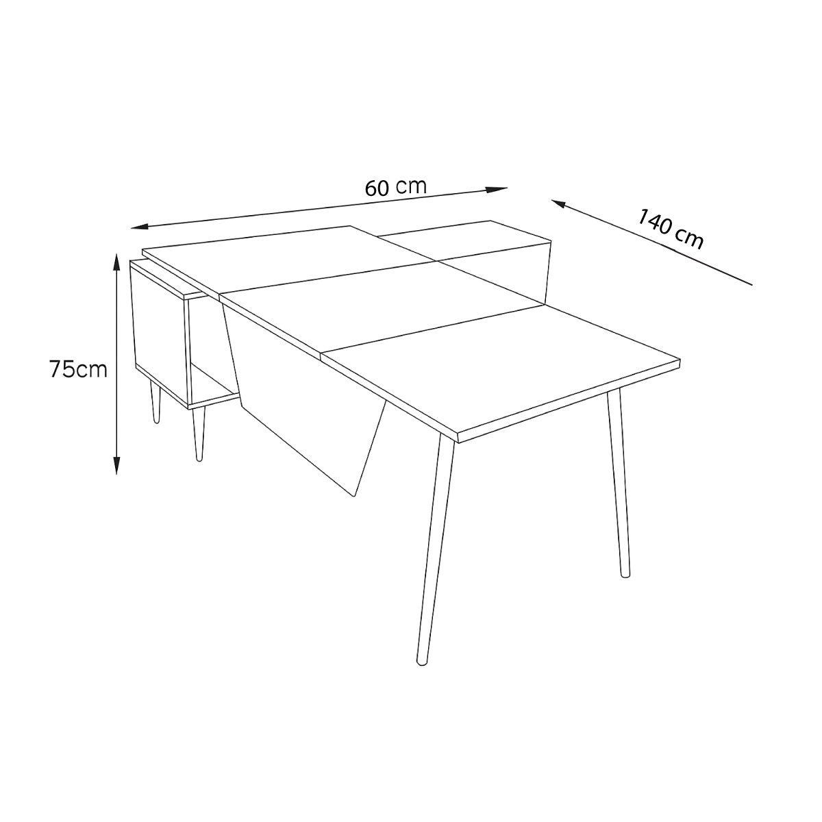Desk 140 x 60x 75 - wooden black - AZ1280
