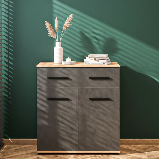 وحدة أدراج، 70×35×85 سم – رمادي وخشبي – AZ50070