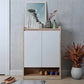 Shoe Cabinet, 80 × 35 × 100 cm - Wooden and White - AZ40020