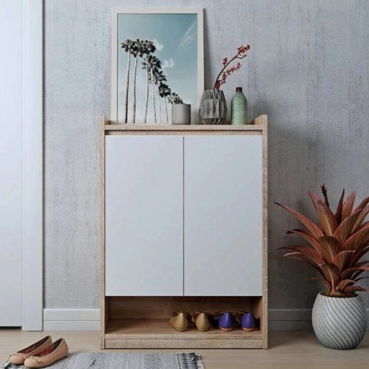 Shoe Cabinet, 80 × 35 × 100 cm - Wooden and White - AZ40020