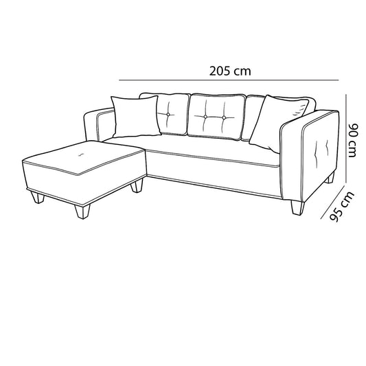 Modern Sofa + Pouf (Beech Wood, Plywood, Pine) – Color :Dark Beige- Marassi