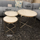Modern White Marble Nested Coffee Table Set with Chrome Frames
