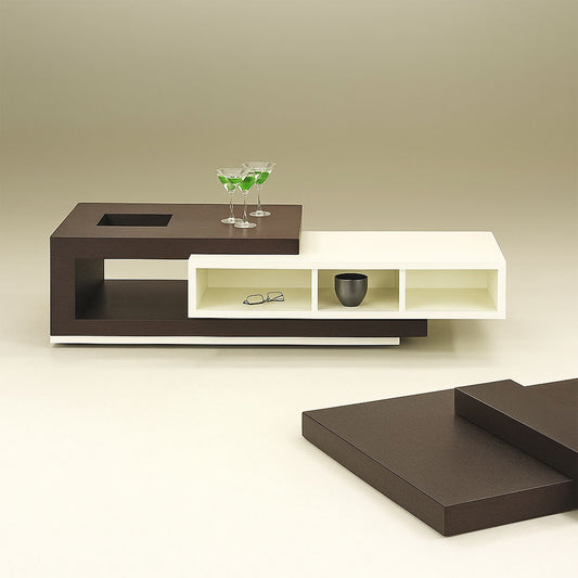 Modern Two-Tone Wooden Coffee Table with Open Storage