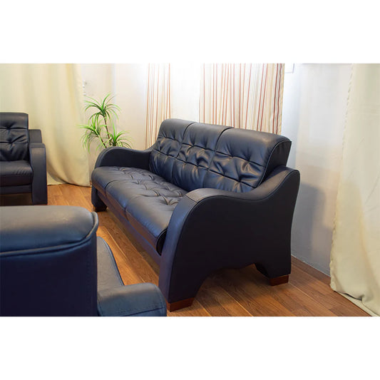 Office Sofa Set – Black Leather with Musky and mdf Wood – WINNER