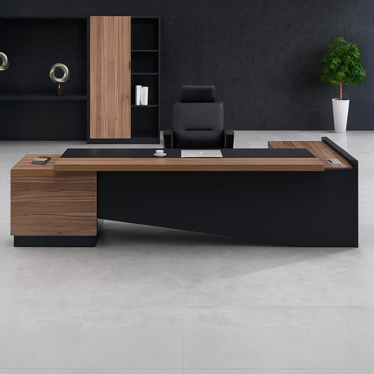 مكتب مدير 180 × 80 × 75 سم - أسود وخشبي - AZ1104
