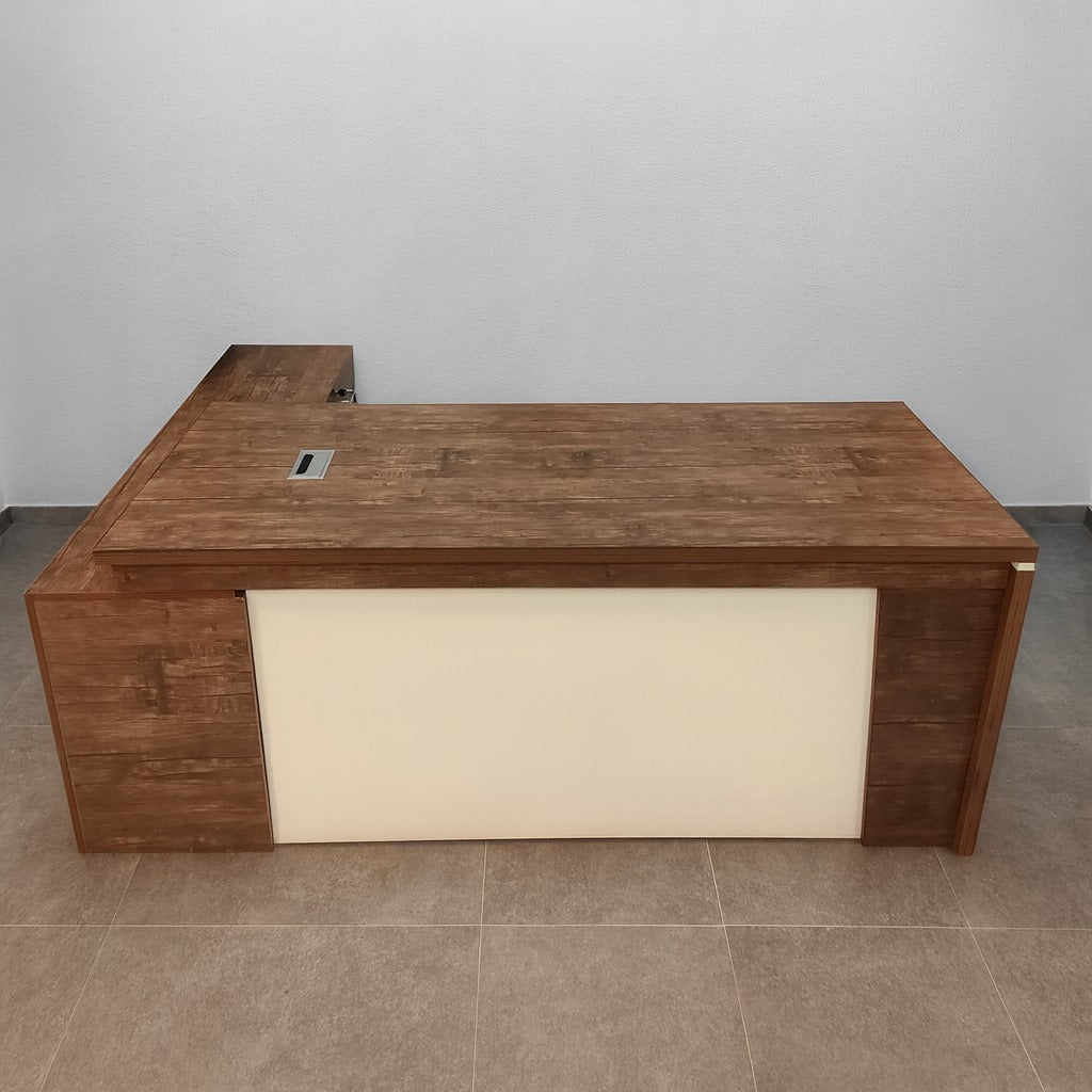 مكتب 200×160×75 سم + سايد – بني وبيج – AZ50004