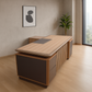 Desk 200×160×75 cm + Side Unit + Attached Drawers – Wooden – az50029