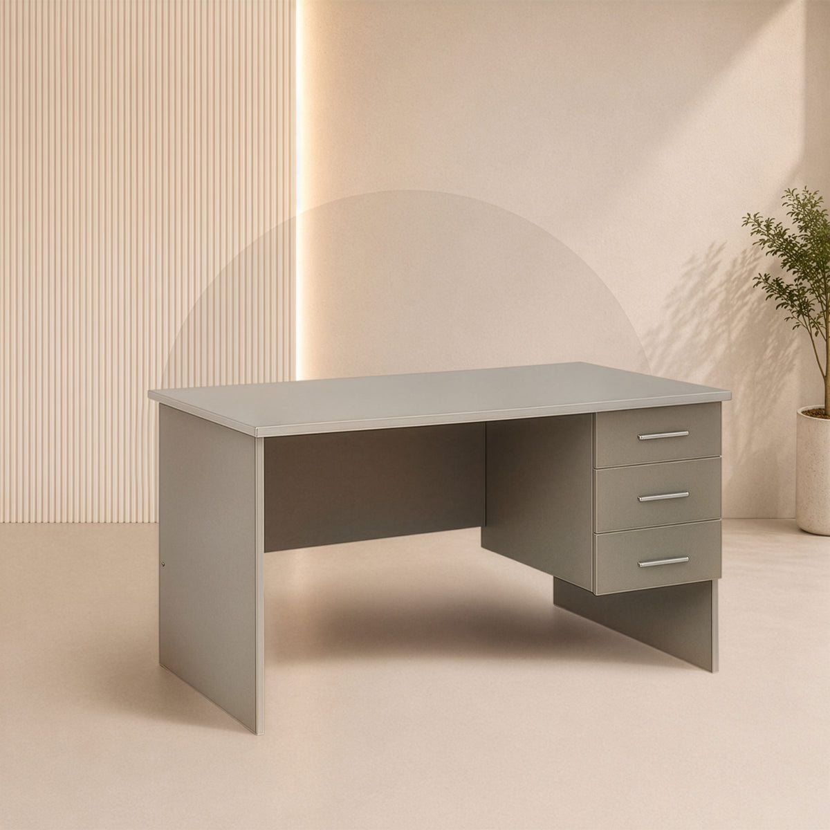 مكتب 120×60×75 سم + وحدة أدراج معلقة – رمادي – AZ50015