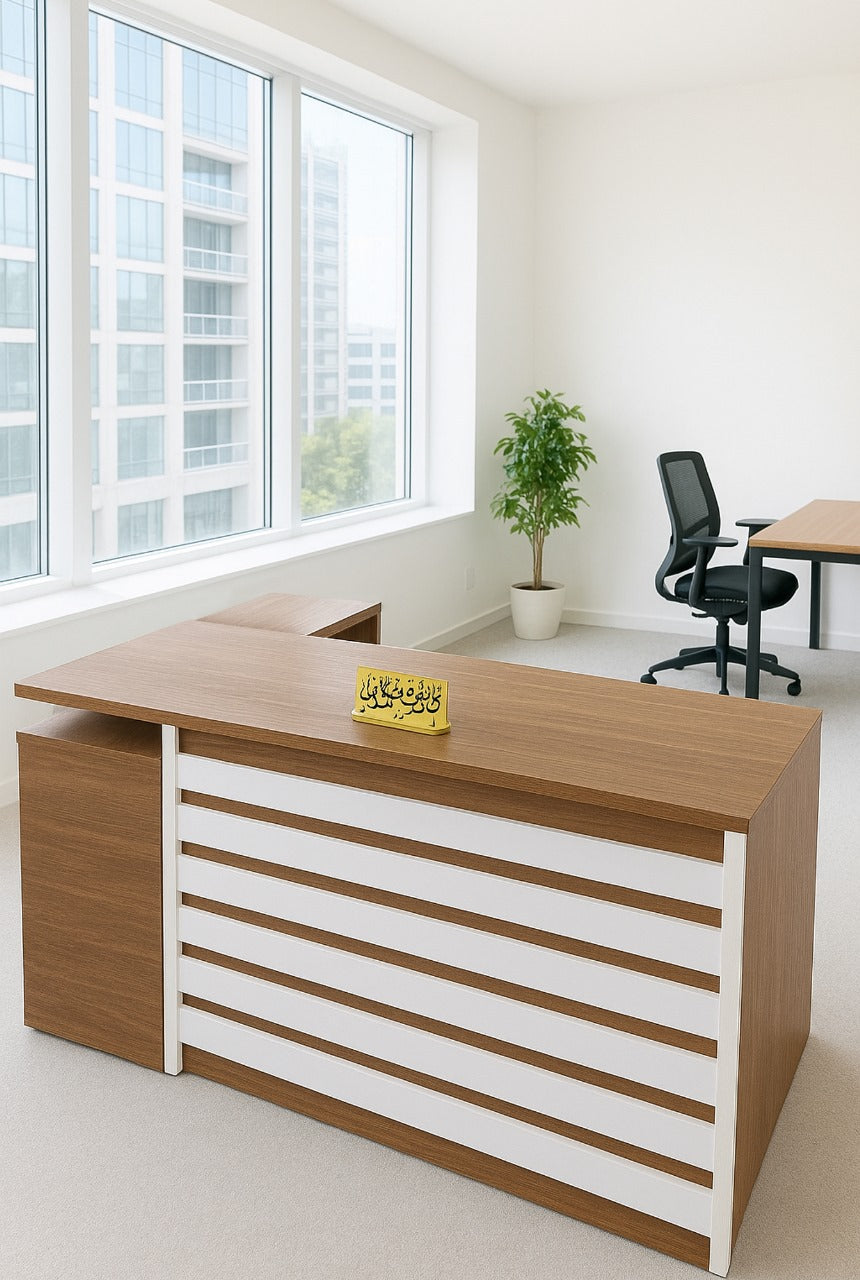 Desk 180 x 80 x 75 cm - Brown and white - AZ50018