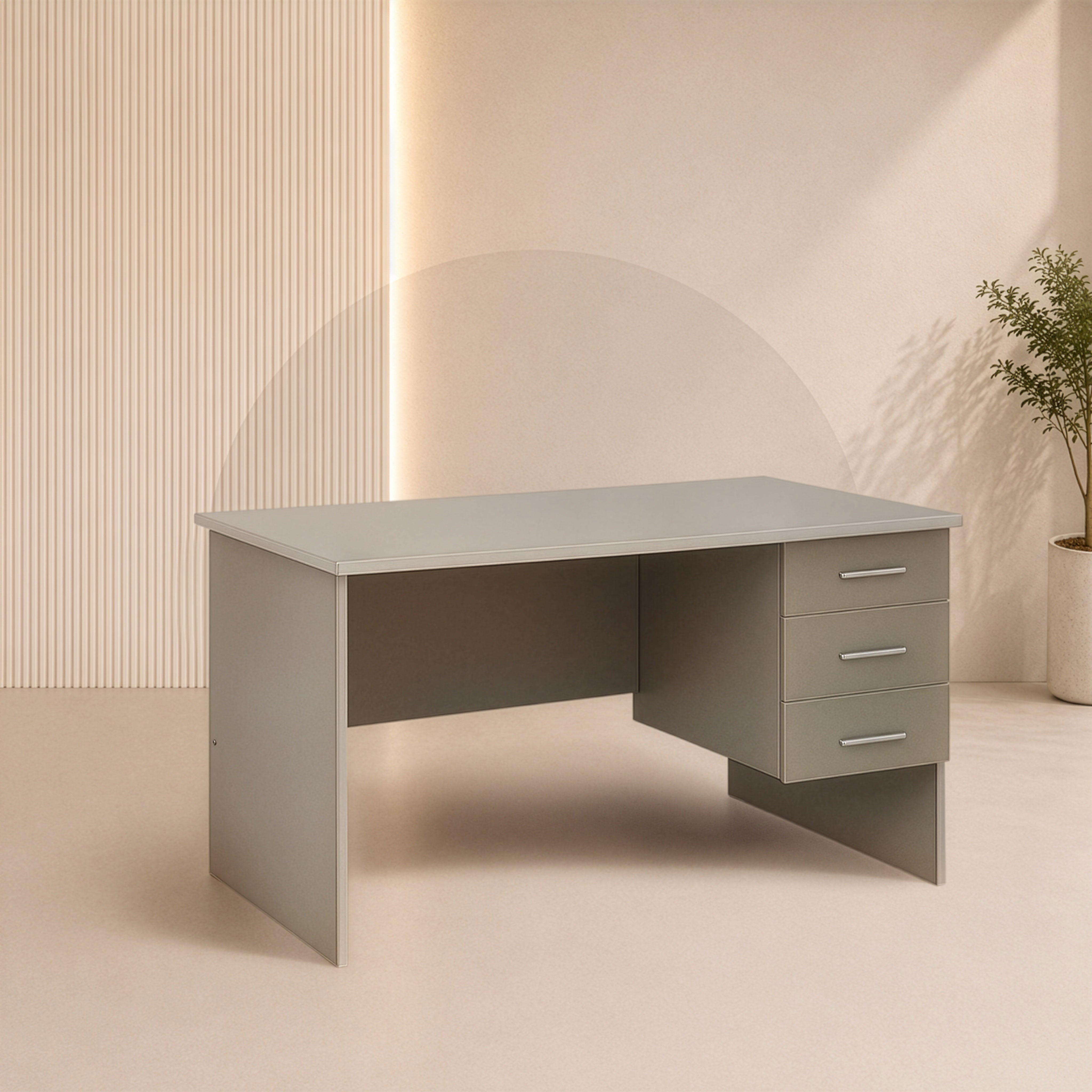 مكتب 100×60×75 سم + وحدة أدراج معلّقة – رمادي – AZ50060

