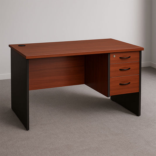 Desk 120×60×75 cm + Attached Drawer Unit – Brown and Black – AZ120188