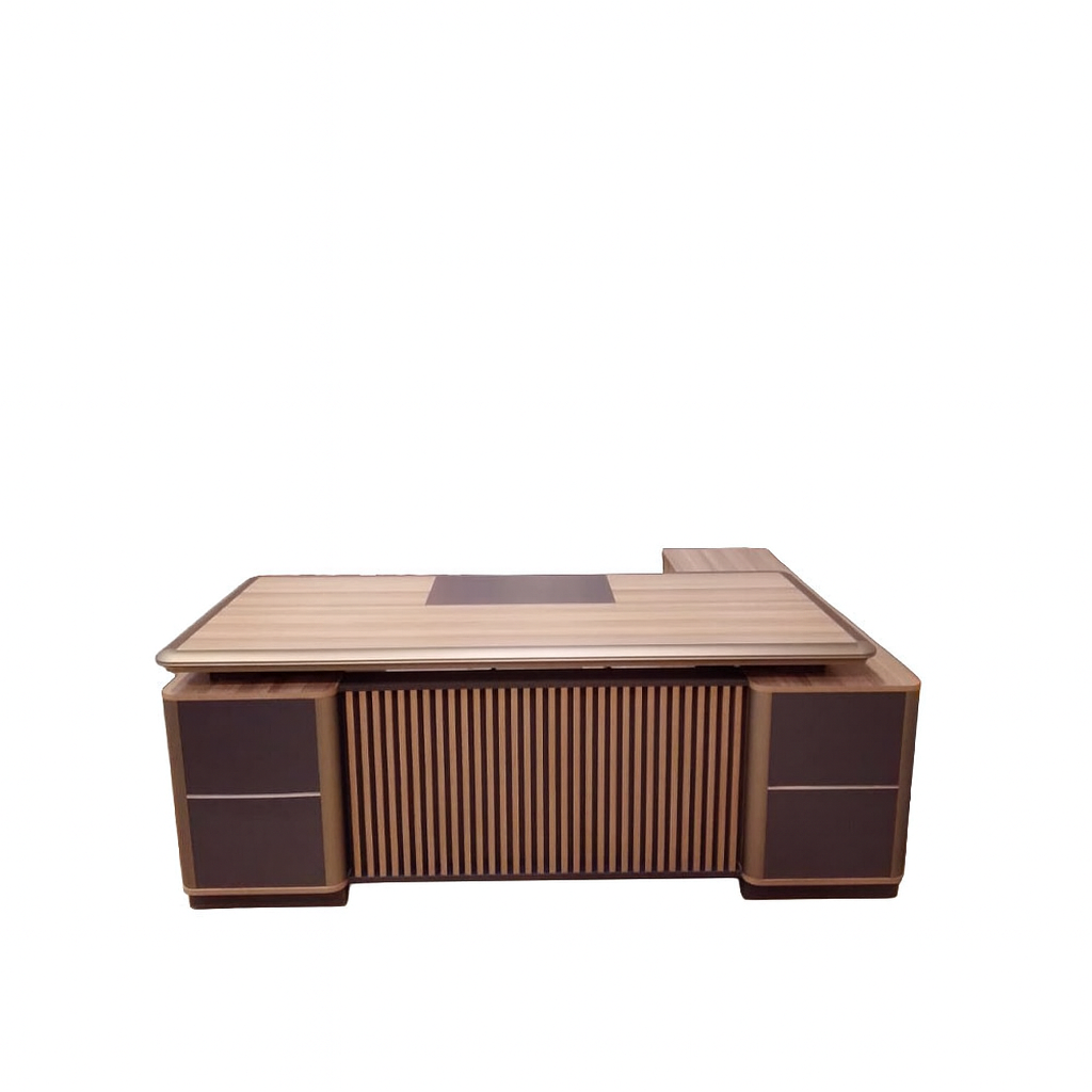 Desk 200×160×75 cm + Side Unit + Attached Drawers – Wooden – az50029