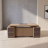 Desk 200×160×75 cm + Side Unit + Attached Drawers – Wooden – az50029