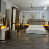 Sia Bedroom (Melamine MDF Panels) – Bed 180 cm, Dresser 100 cm, 2 Nightstands 60 cm, Wardrobe 245 cm
