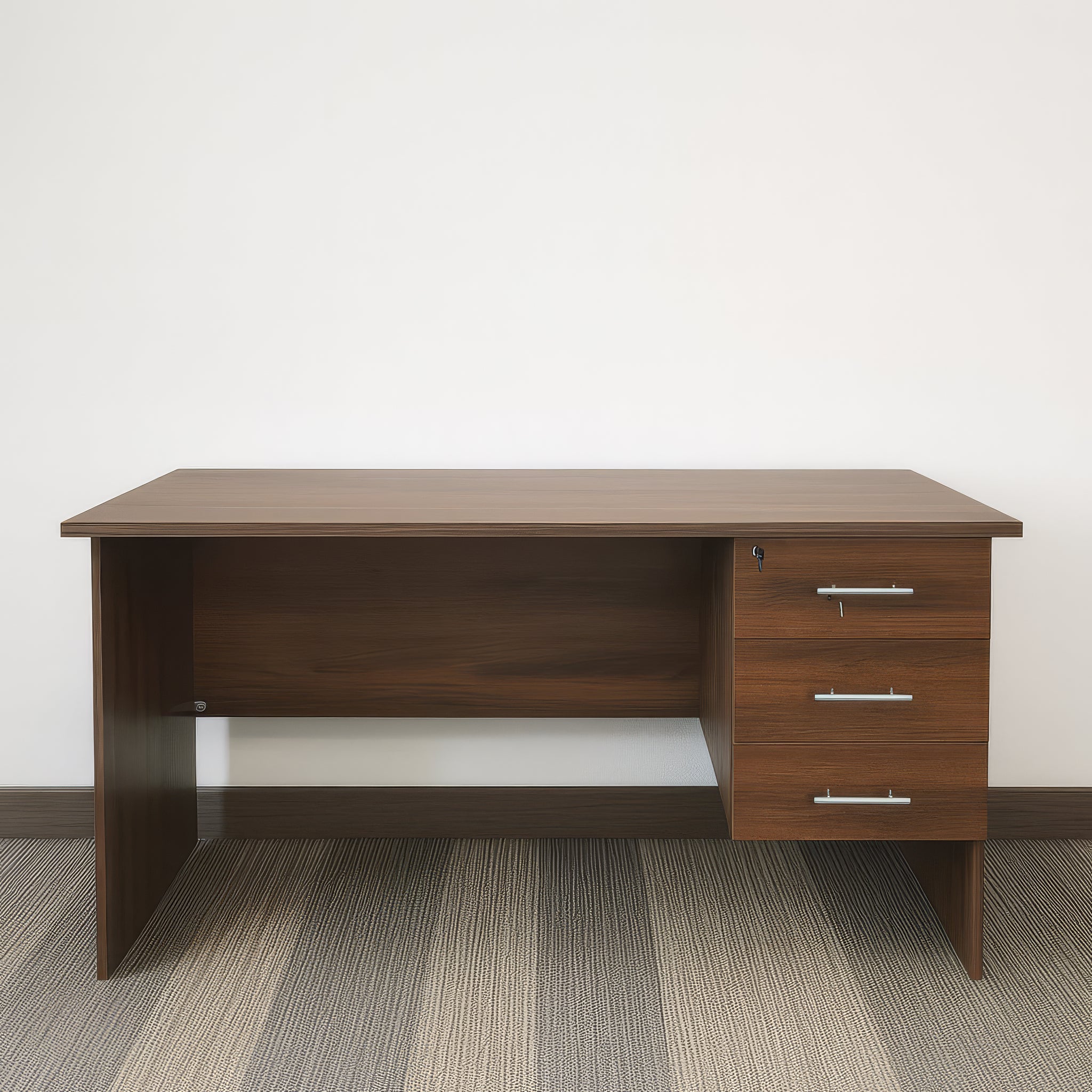 مكتب 120×60×75 سم + وحدة أدراج معلقة – بني – AZ5006

