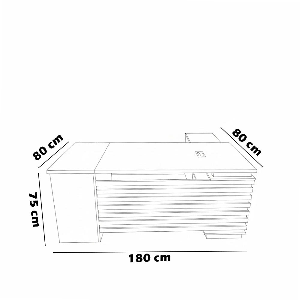 Desk 180×160×75 cm + Side Unit + Attached Drawers – Brown & Black – AZ50038