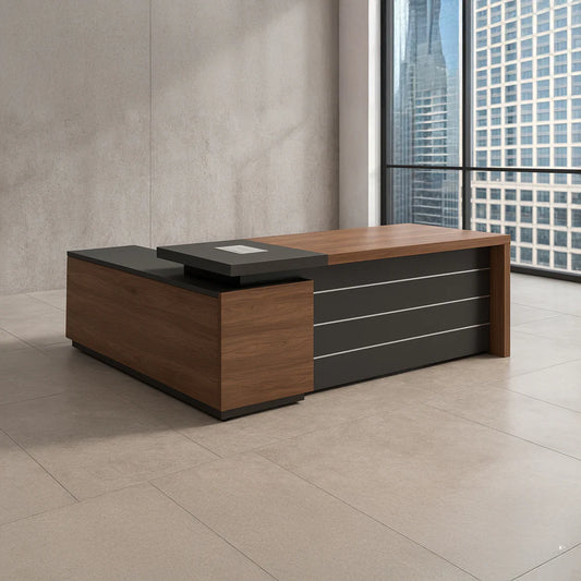 مكتب 180×160×75 سم + سايد – بني وأسود – AZ120103
