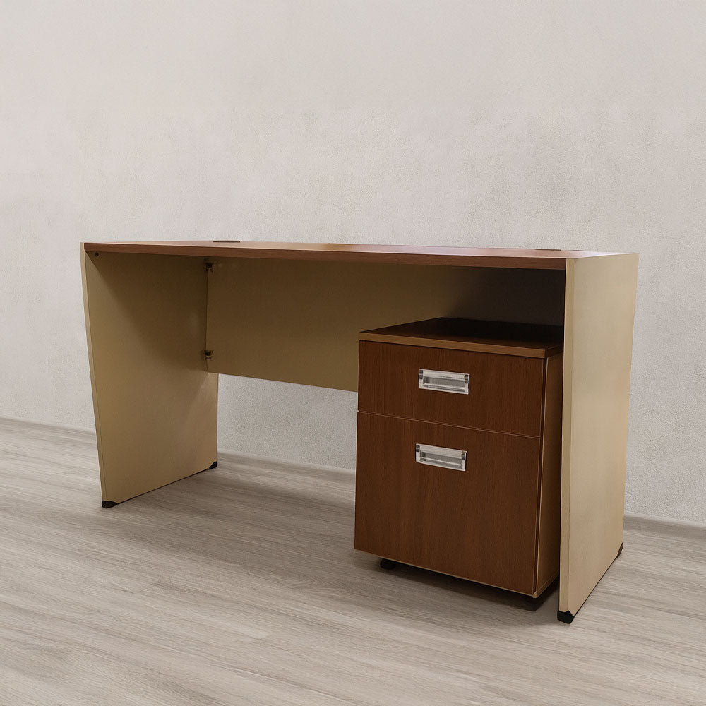 Desk 120×60×75 cm + Separate Drawers – Beige and Brown – AZ1282