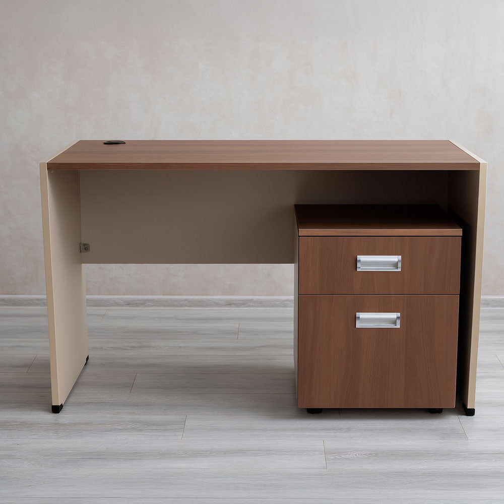 Desk 120×60×75 cm + Separate Drawers – Beige and Brown – AZ1282