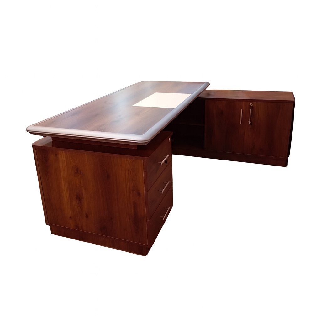 مكتب 200×160×75 سم + وحدة جانبية + أدراج متصلة – بني وبيج – AZ50030