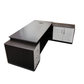 Desk 200×160×75 cm + Side Unit + Attached Drawers – White & Dark Gray – AZ50039