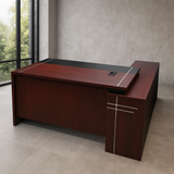 مكتب 160×160×75 سم + وحدة جانبية – بني وأسود – AZ50040