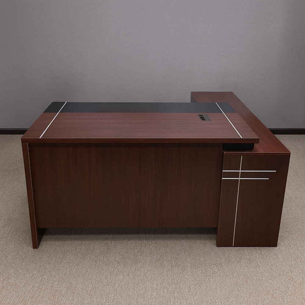 مكتب 160×160×75 سم + وحدة جانبية – بني وأسود – AZ50040