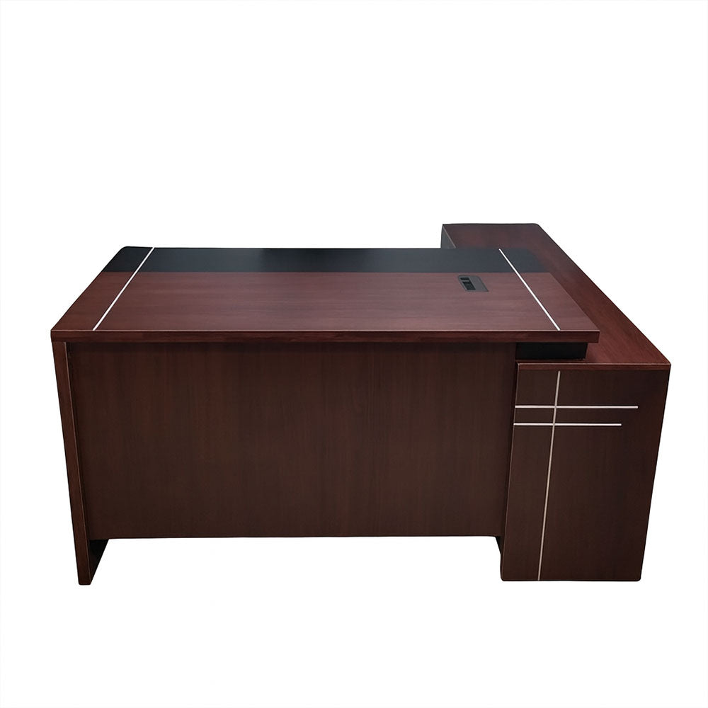 مكتب 160×160×75 سم + وحدة جانبية – بني وأسود – AZ50040