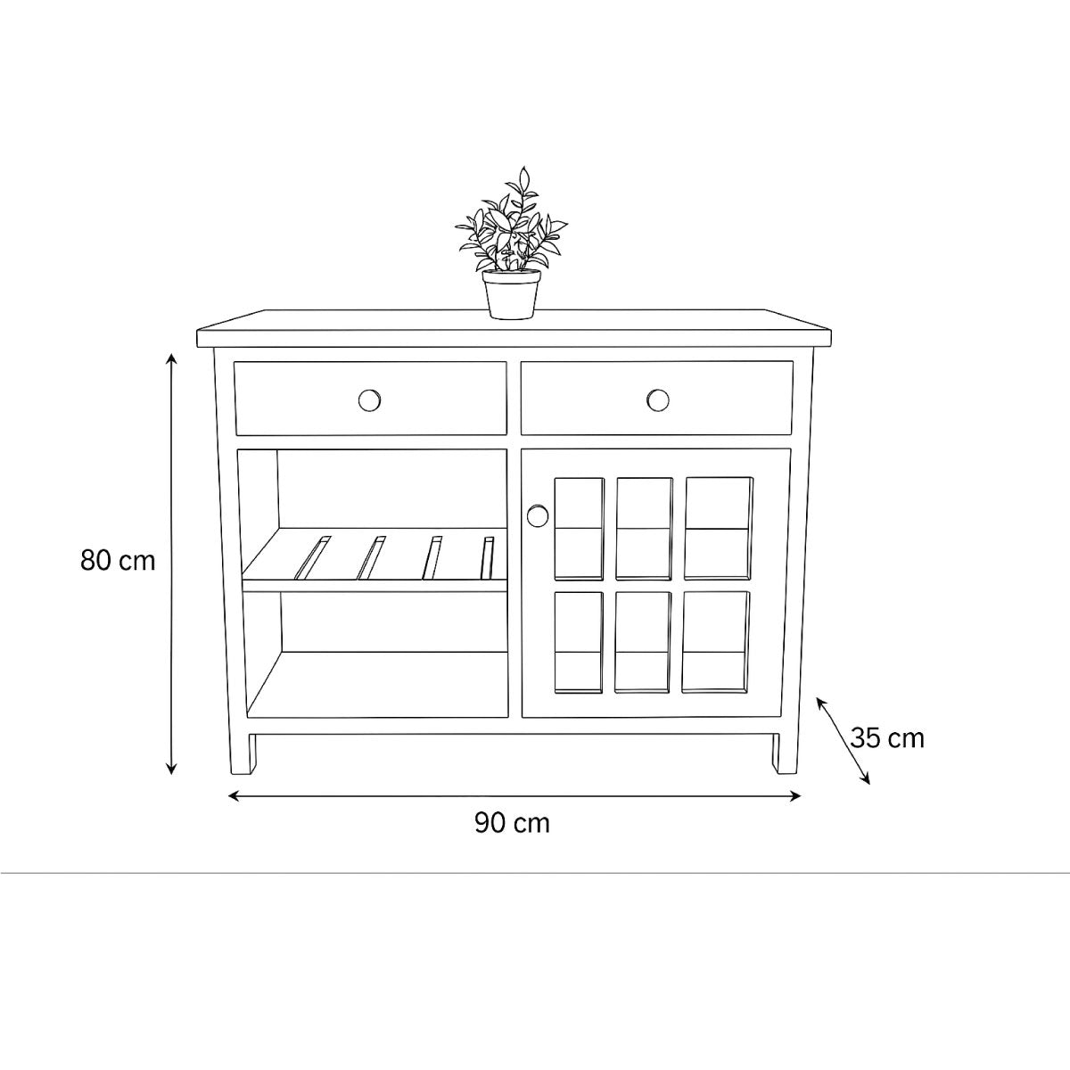 Modern Farmhouse Style Sideboard with Drawers and Glass Door