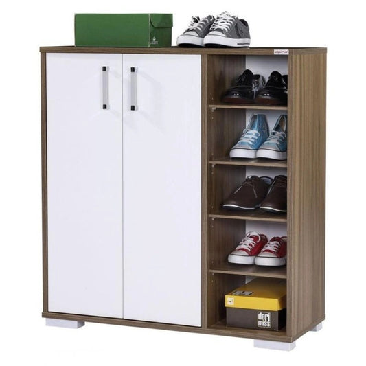 Shoe Cabinet, 90 × 40 × 100 cm - White and Wooden - AZ40025