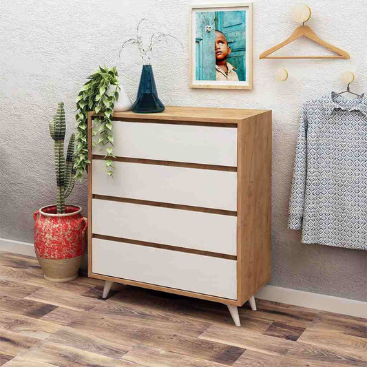 Unit Drawers, 70 × 40 × 86 cm - Wooden and White - AZ50024