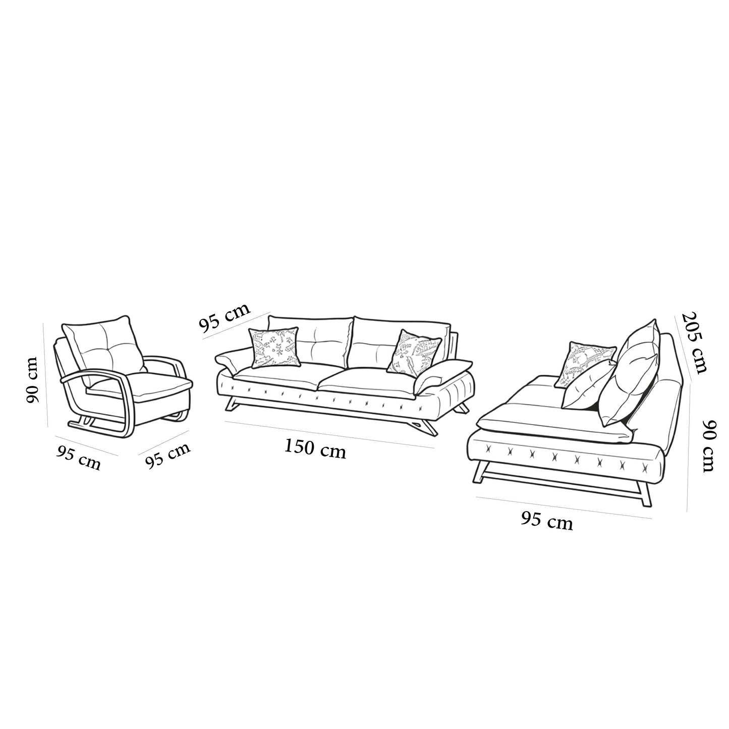 طقم انتريه مودرن 3 قطع (خشب MDF وموسكي) – اللون: بني وبيج – 2502