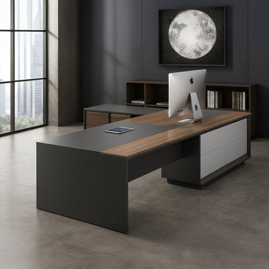 Desk 180*80*75 CM - Wooden and Black - AZ120115